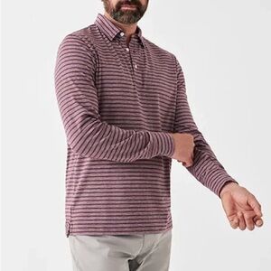 Faherty Brand Men’s Large Striped Long Sleeve Polo | Pima Cotton